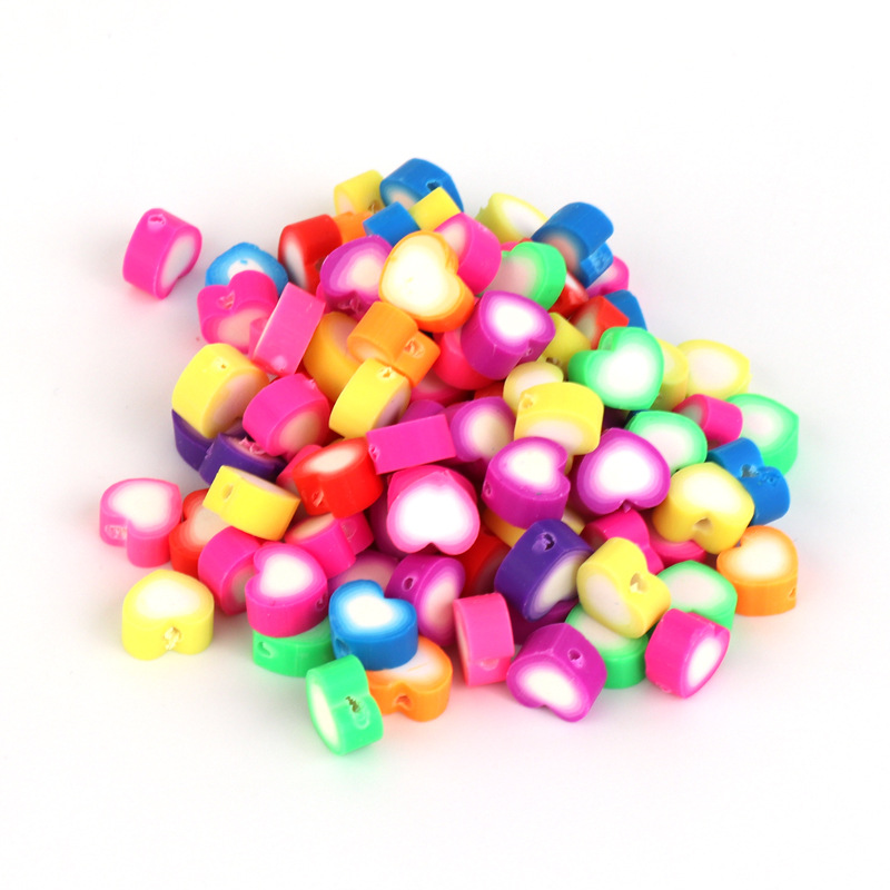 Customized 10mm soft clay perforated heart-shaped fruit slice ear stud pendant, DIY beaded handicraft accessories and ornaments Specification drawing