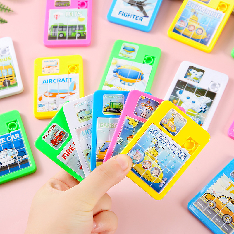 Transportation and airplane puzzle cartoon children's creative mini Huarong Road parent-child interactive game children's toy gifts full figure
