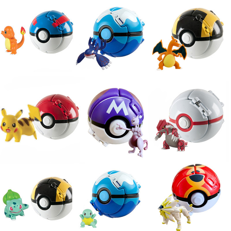Pokemon Flip Pet Poke Ball, Mewtwo Spitfire Dragon, Johnny's Pocket Monster Pokeball model toy full figure