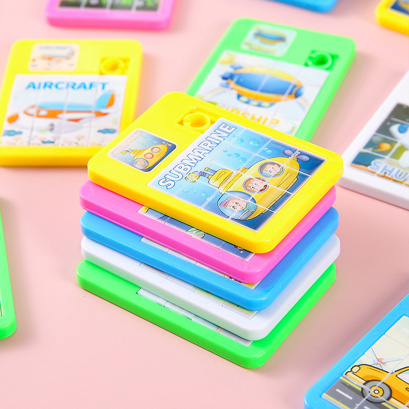 Transportation and airplane puzzle cartoon children's creative mini Huarong Road parent-child interactive game children's toy gifts Specification drawing