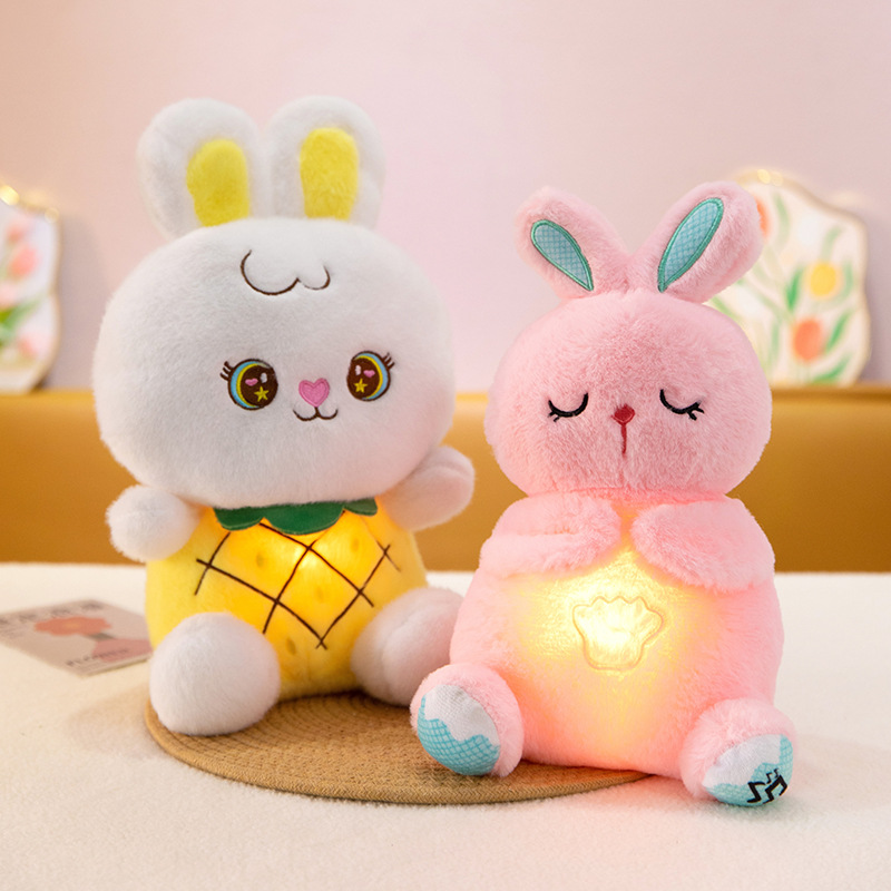 儿童带唱音乐呼吸兔子安抚哄睡娃娃可爱毛绒玩具公仔 