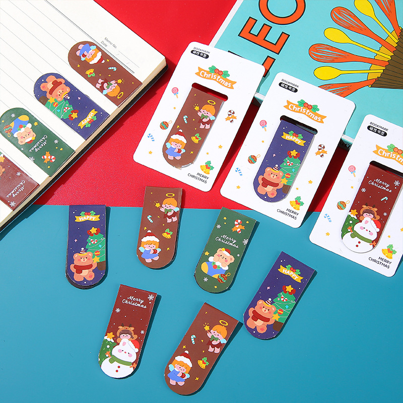 Christmas magnetic bookmarks, student double-sided paper page holders, children's personalized small gifts, practical and creative gifts for the whole class details Picture