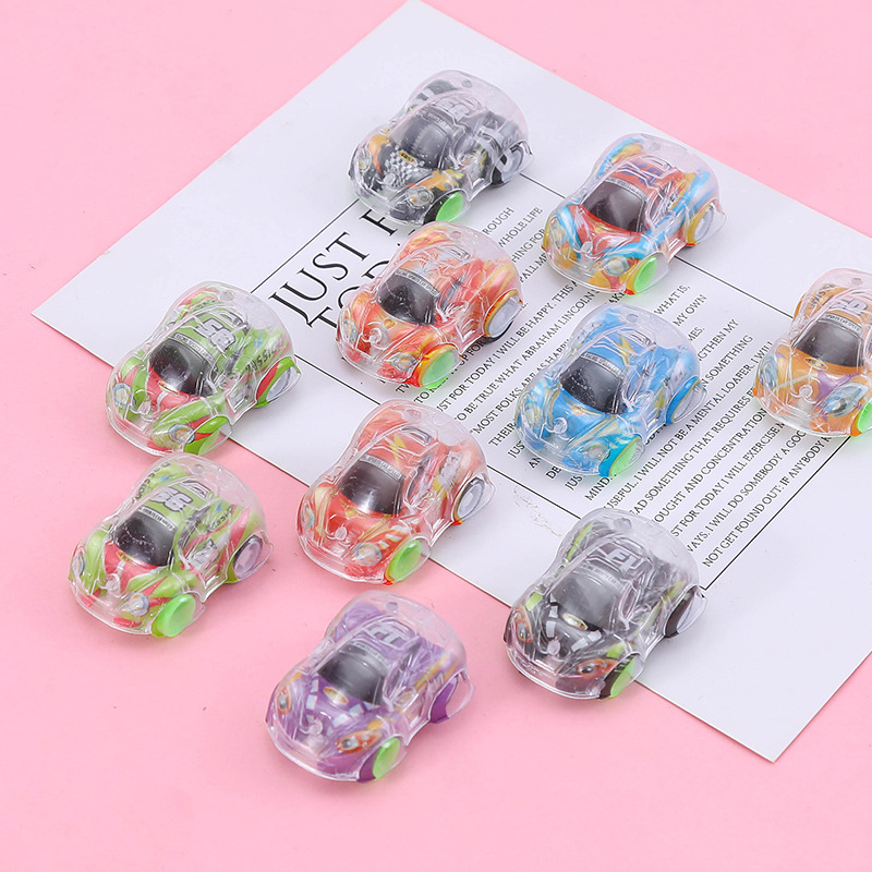 Double-layer transparent graffiti mini rebound car ground promotion fun egg gashapon toy kindergarten gift Specification drawing