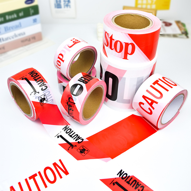 Disposable PE warning tape, construction site safety isolation tape, English "CAUTION", glue-free warning line
