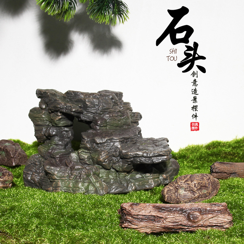 Creative simulation stone rockery scene accessories, simulation courtyard sand table scene, plastic stone landscape model ornaments full figure