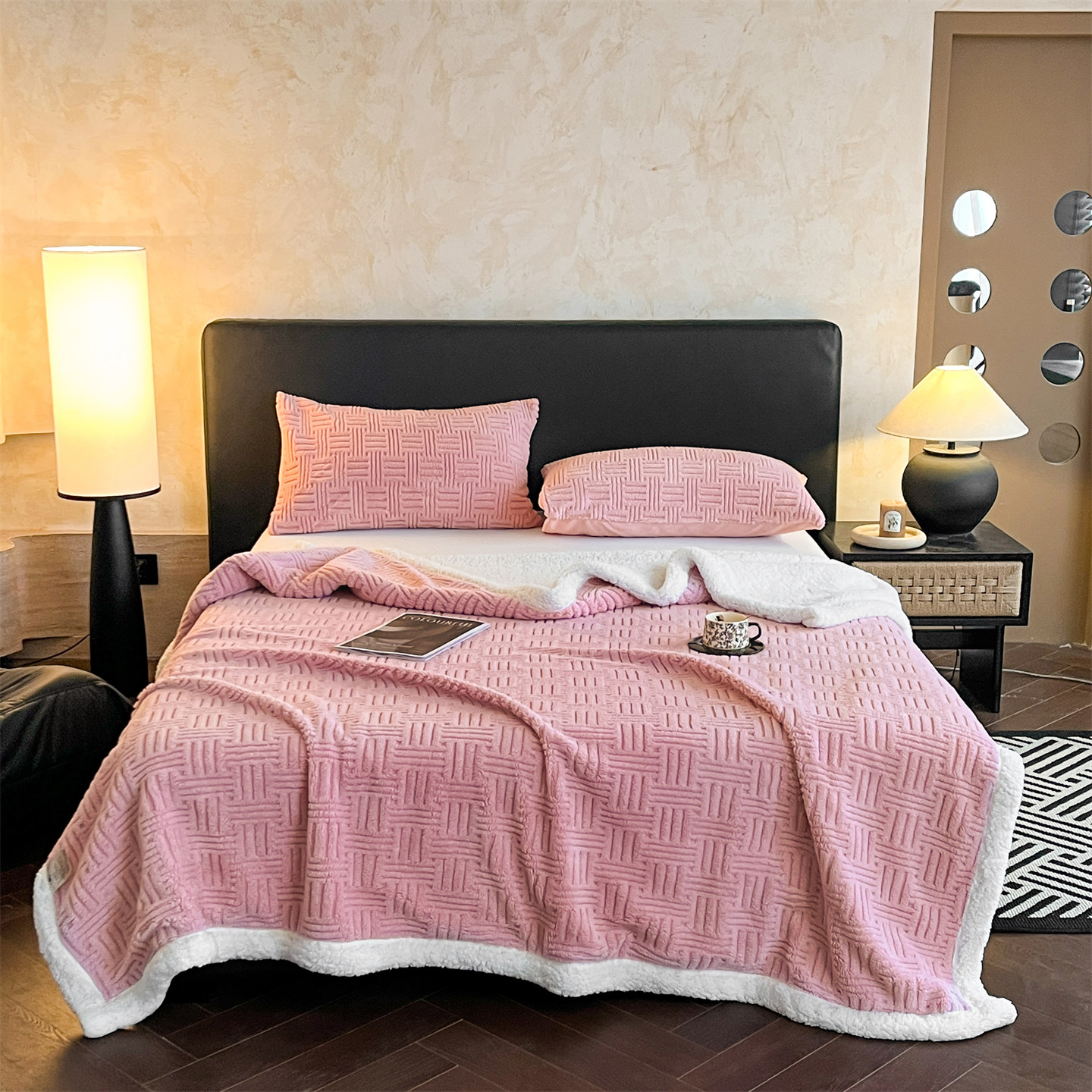 2025新款a类提花舒棉绒毯子饼干花午休毯办公室绒毯外贸跨境工厂详情3