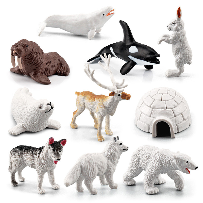 Cross-border best-selling realistic small solid Arctic animals: polar bears, Arctic foxes, seals, walruses, whales and other polar animals full figure