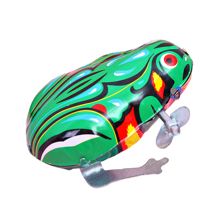Children's chain tin frogs, jumping frog toys, tin frogs, nostalgic classic tin toys, street stall supply Item Picture