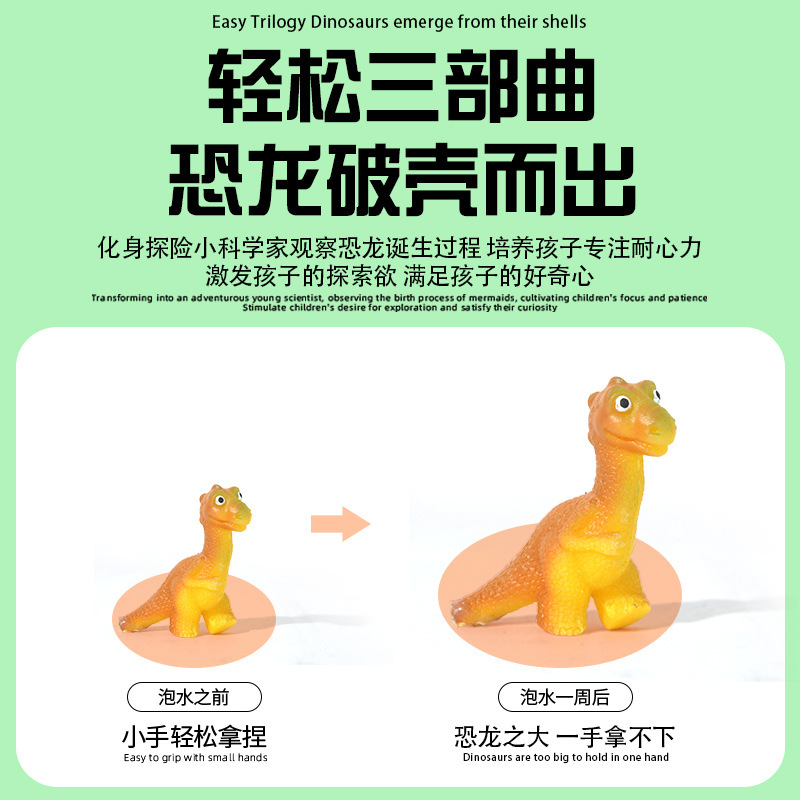 Cross-border dinosaur eggs, large and giant, water-soaked hatched eggs, educational early childhood toys, diy toys, blind box gifts for children Specification drawing