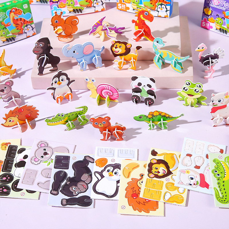 Children's box set 3D jigsaw puzzles, cute cartoon dinosaur small jigsaw puzzles, diy educational and puzzle small prizes for early childhood education Application Scenario
