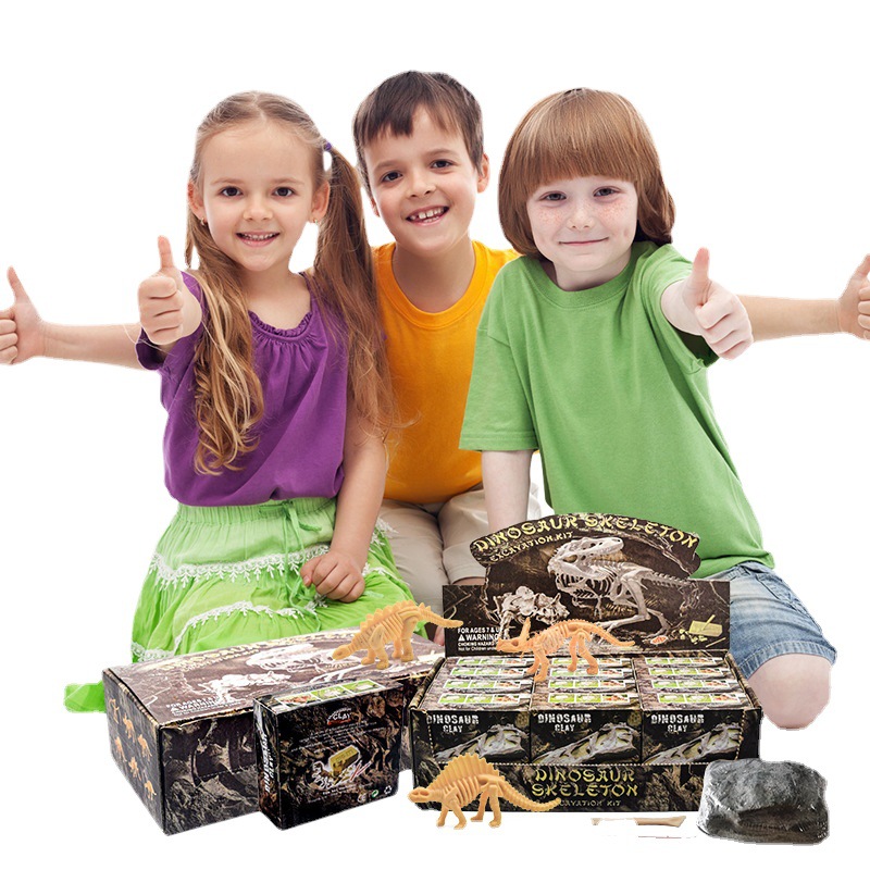 DIY dinosaur skeleton simulation dinosaur toy model, boy digging treasure, handcrafted material package, educational toy Item Picture
