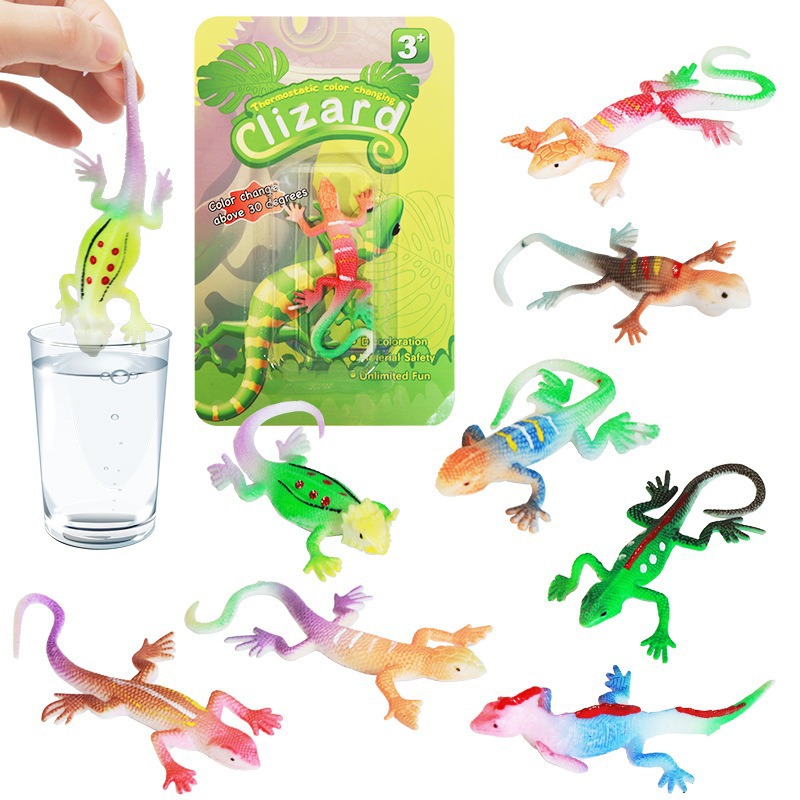 Cross-border best-selling simulation lizard water-absorbing color-changing model prank toys for children and babies animal toys are available for wholesale at a stall full figure