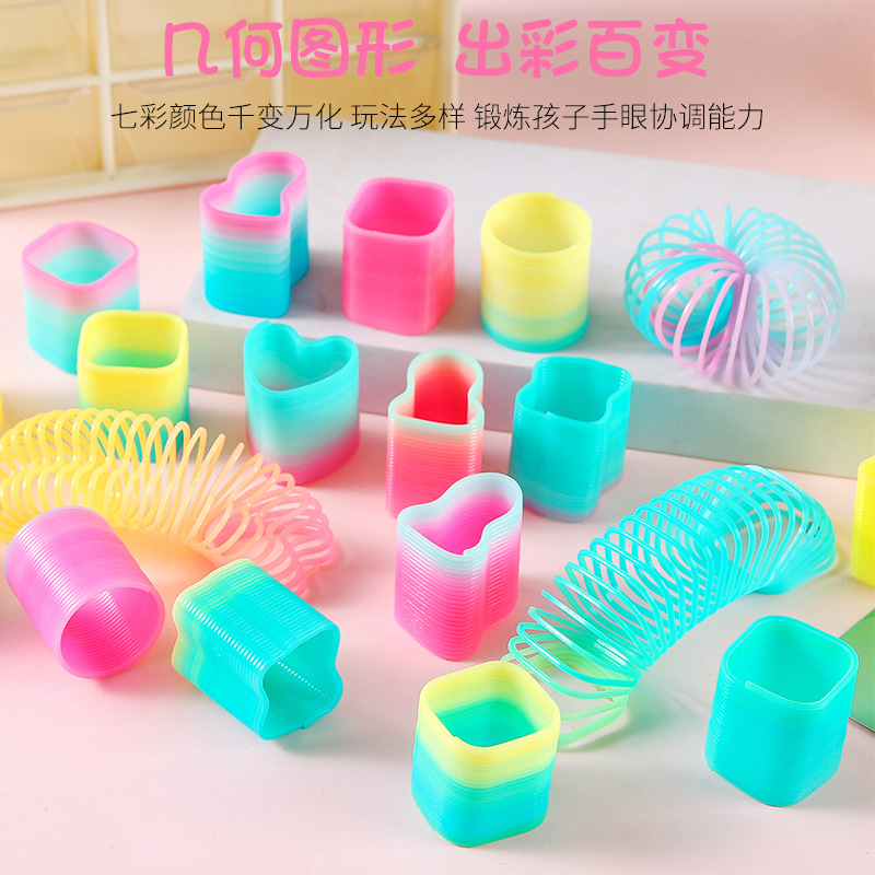 Taiwan color special-shaped spring rings, rainbow rings, heart-shaped rhombus rings, elastic rings, prizes, cross-border bulk supply details Picture