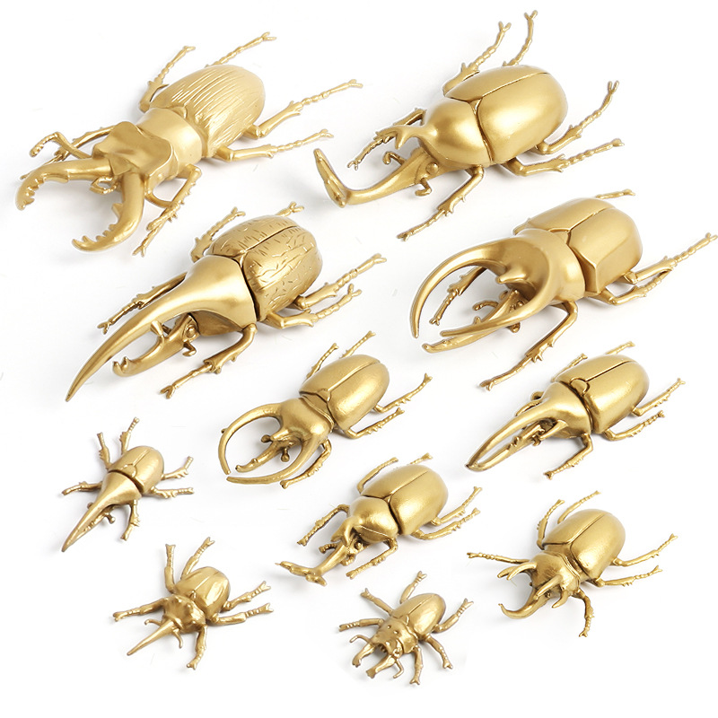 New golden Beetle model ornaments for children's toys, factory wholesale stalls for boys, animal simulation models full figure