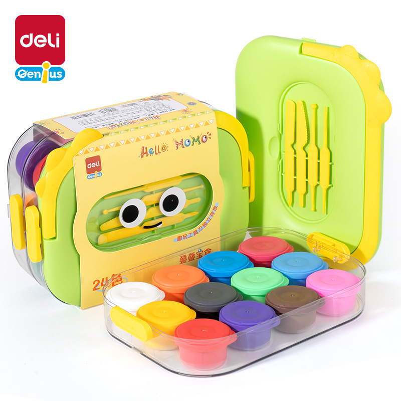 Deli yc999 Layered Box Clay Lightweight Clay plasticine Kindergarten Handmade Bucket Toy 24-color educational Item Picture