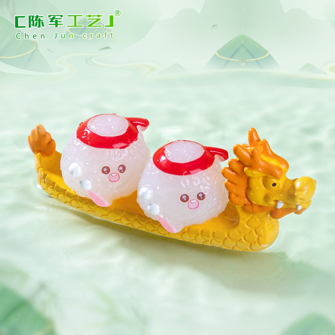 Cute zongzi, dragon boat race, diy food and play decorations, hanging accessories, micro-landscape miniature table ornaments for the Dragon Boat Festival Application Scenario