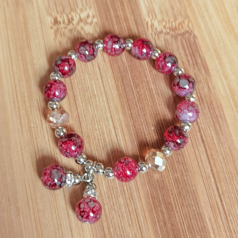 Factory direct sales, live-streaming traffic diversion, street stall, two-yuan store supply, small gifts and accessories, men's and women's imitation jade, glass beads, bracelets Specification image