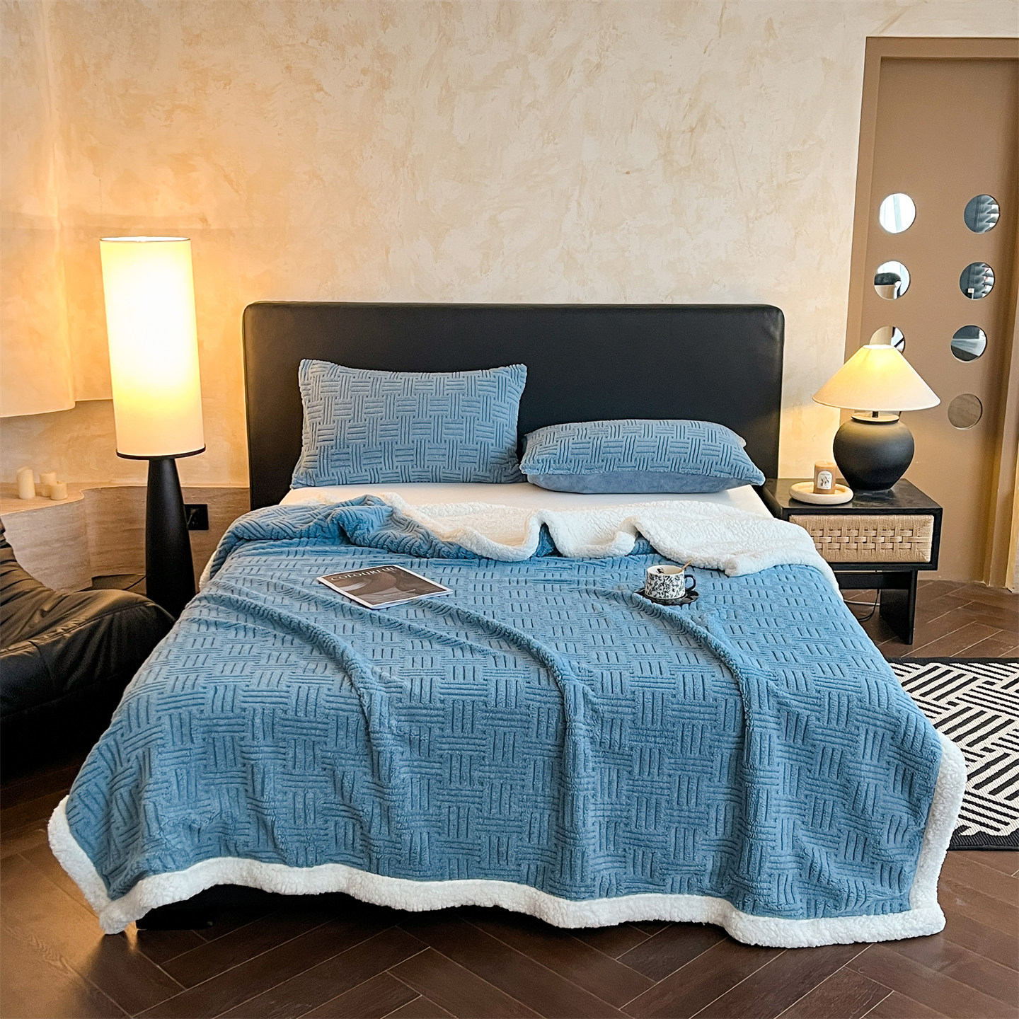 2025新款a类提花舒棉绒毯子饼干花午休毯办公室绒毯外贸跨境工厂详情5