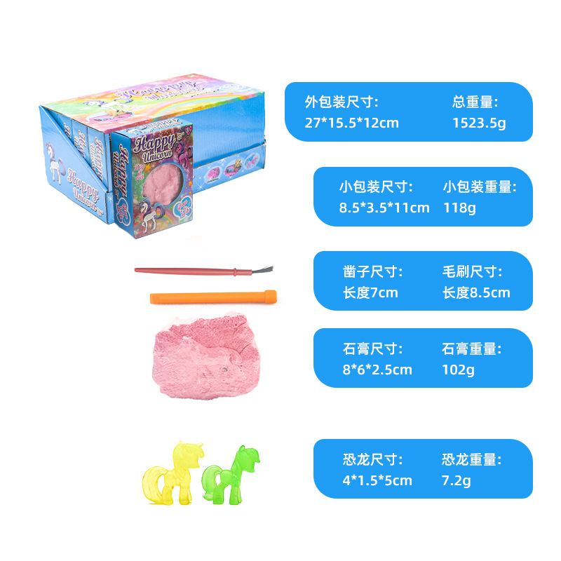 New gypsum excavation handmade early education children's toys, cross-border foreign trade toys, cute unicorn simulation models Application Scenario