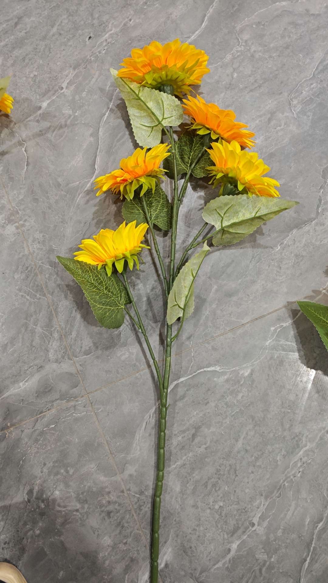 仿真花太阳花，向日葵，单支太阳花，5叉太阳花，装饰品，工程花。细节图