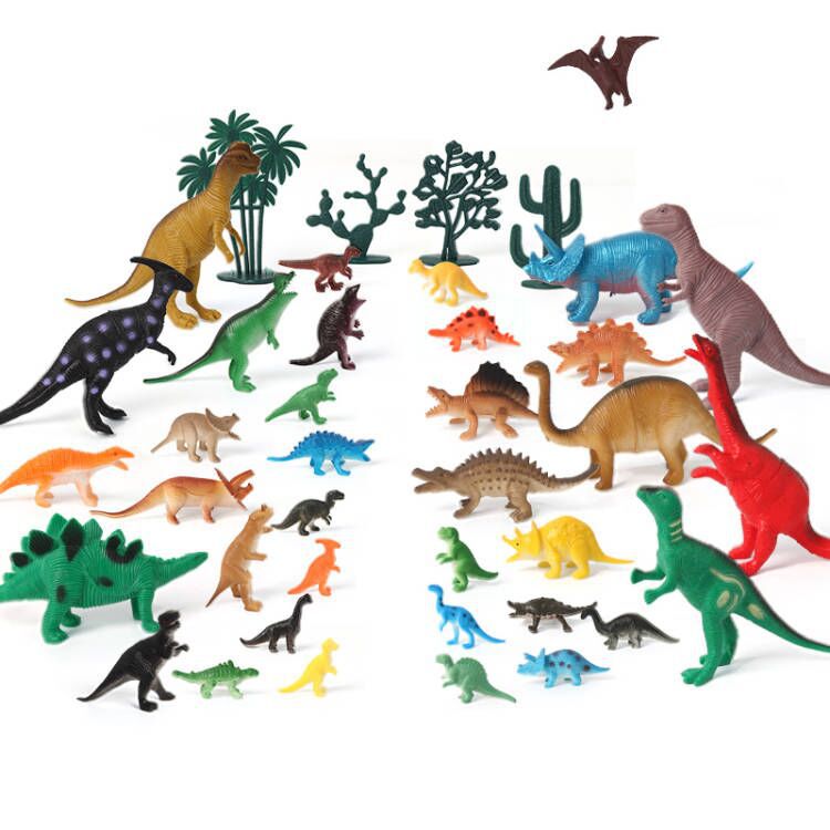 Small and medium-sized children's dinosaur toys, Jurassic Triceratops soft rubber model dinosaur set, Velociraptor simulation animal model Application Scenario