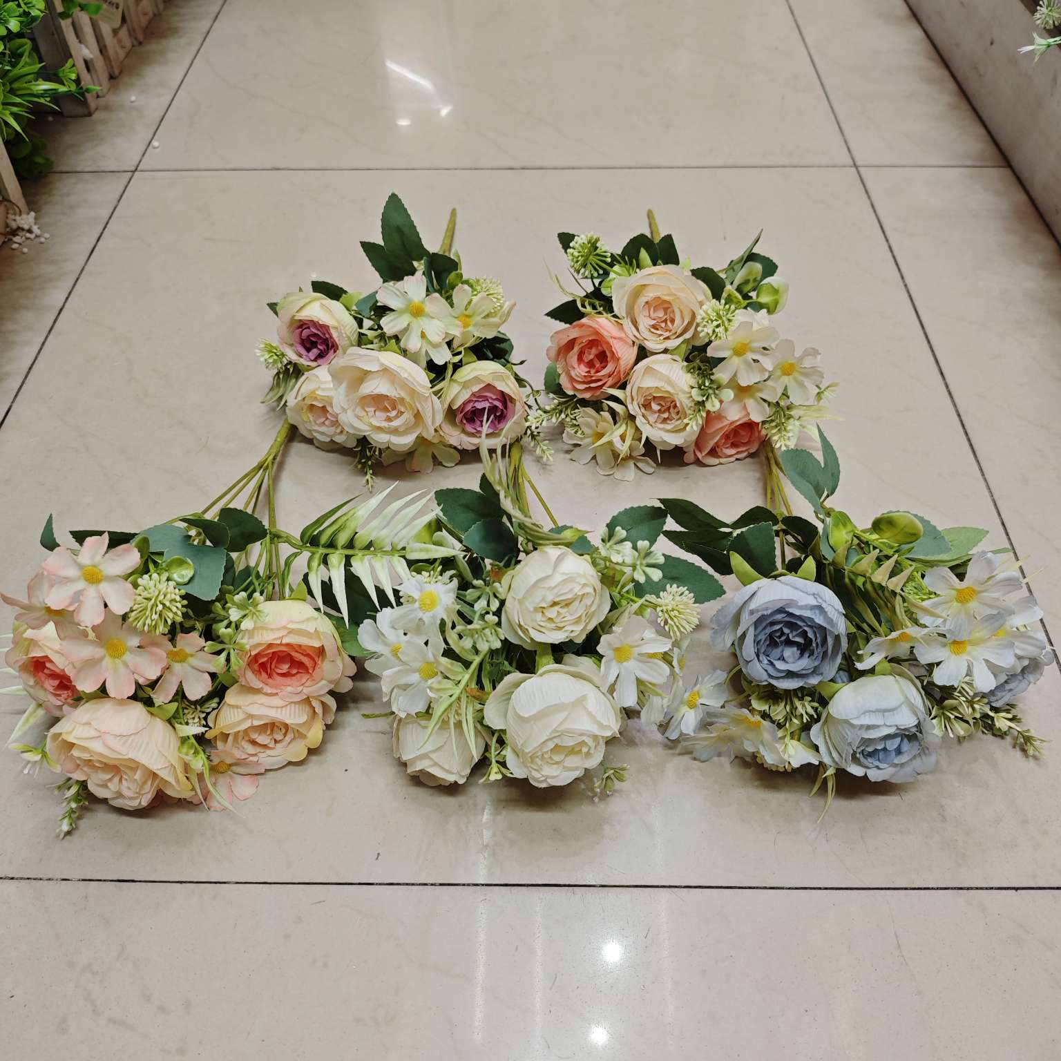 厂家直销新品仿真花6头牡丹绣球新品地插花庭院花园家居装饰仿真假花仿真花干花摆设