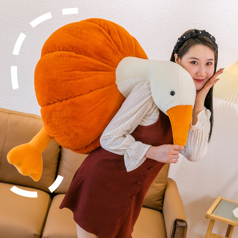 Big white goose plush toy, elastic cotton sleeping pillow doll, bed cushion, creative new pumpkin goose large doll Specification drawing