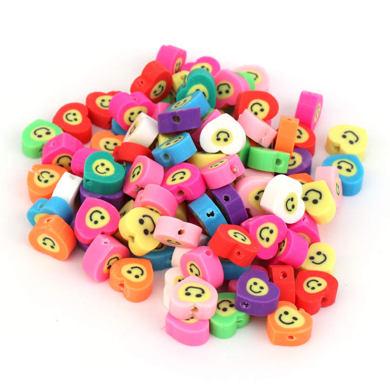 Customized 10mm soft clay perforated heart-shaped fruit slice ear stud pendant, DIY beaded handicraft accessories and ornaments Item Picture