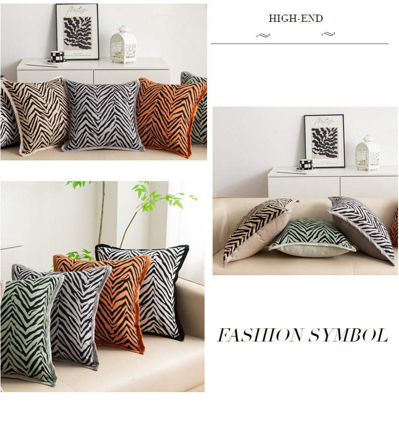 雪尼尔料提花抱枕现代家居布艺靠垫沙发线条靠垫套奶油床头枕靠背912详情7