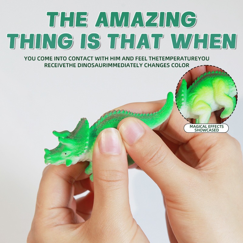 New cross-border color-changing dinosaur animal model soft rubber biological animal simulation creative children's toy that grows larger when exposed to water Specification drawing