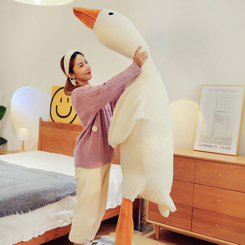 Rabbit fur big white goose doll, plush toy duck, large sleeping pillow, male and female sleeping doll, birthday gift details Picture