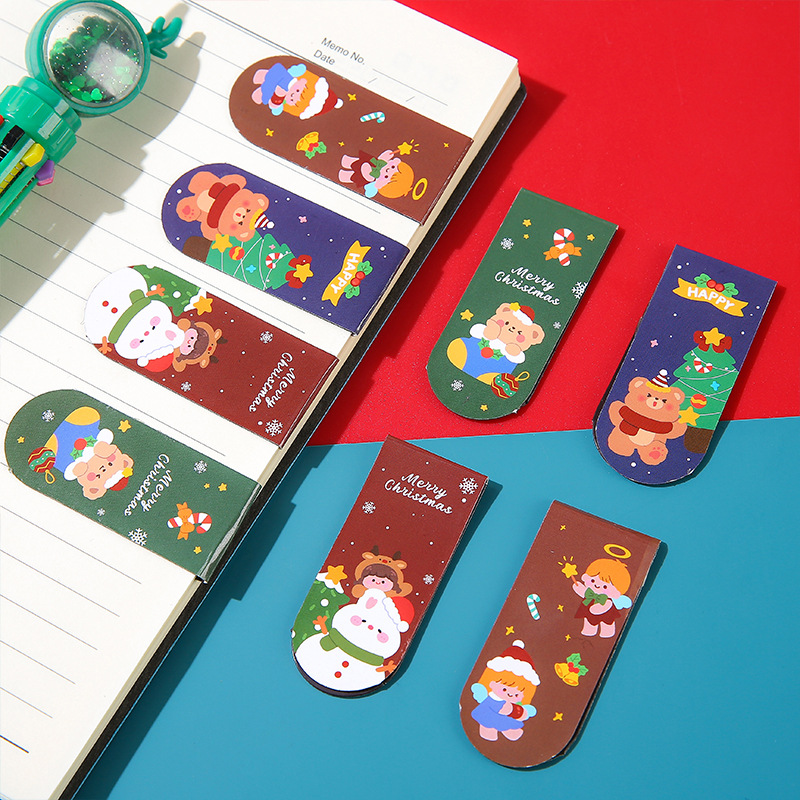 Christmas magnetic bookmarks, student double-sided paper page holders, children's personalized small gifts, practical and creative gifts for the whole class Specification drawing