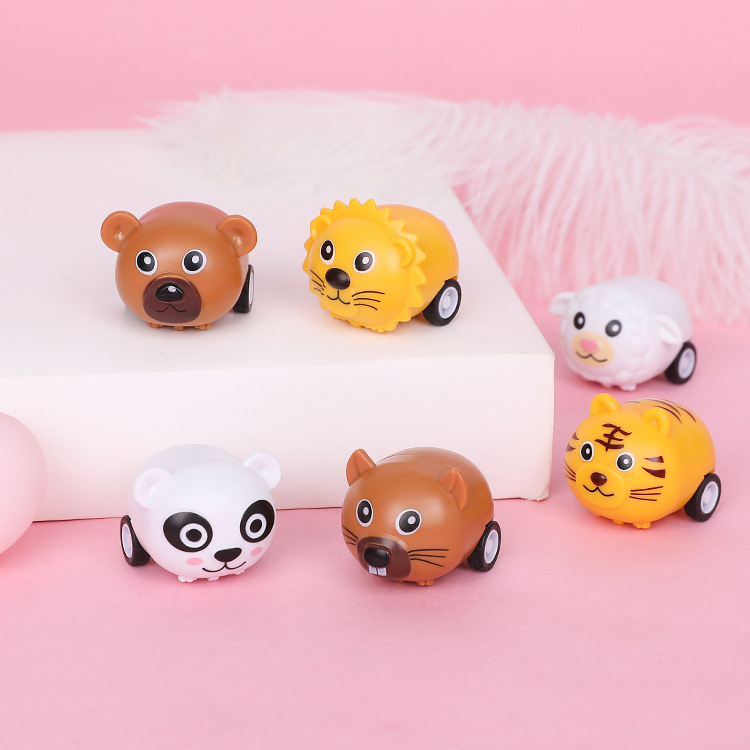 Wholesale of cartoon children's small toys, animal mini rebound cars, educational gifts, inertial mini cars, ground promotion gifts details Picture