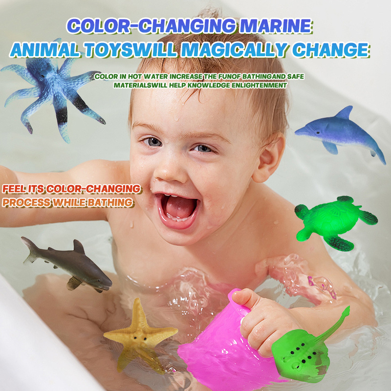 Wholesale of new cross-border Marine animal models that change color when exposed to water and become soft when exposed to water temperature, rubber biological animal simulation toys Application Scenario