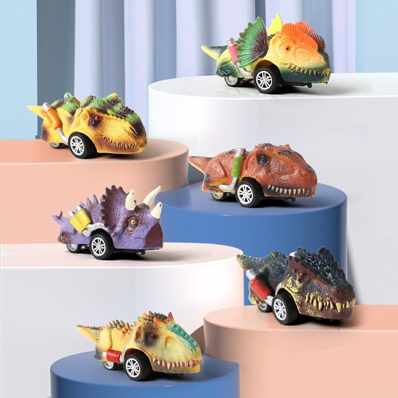 New creative dinosaur rebound car children's non-powered model car toy, cute little dinosaur model car full figure