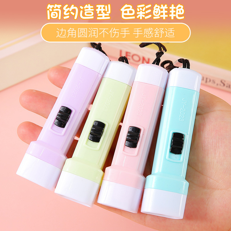 Macaron-colored small flashlights, powerful flashlights, lighting lamps, LED street stalls, practical toys, gifts, kindergarten prizes details Picture