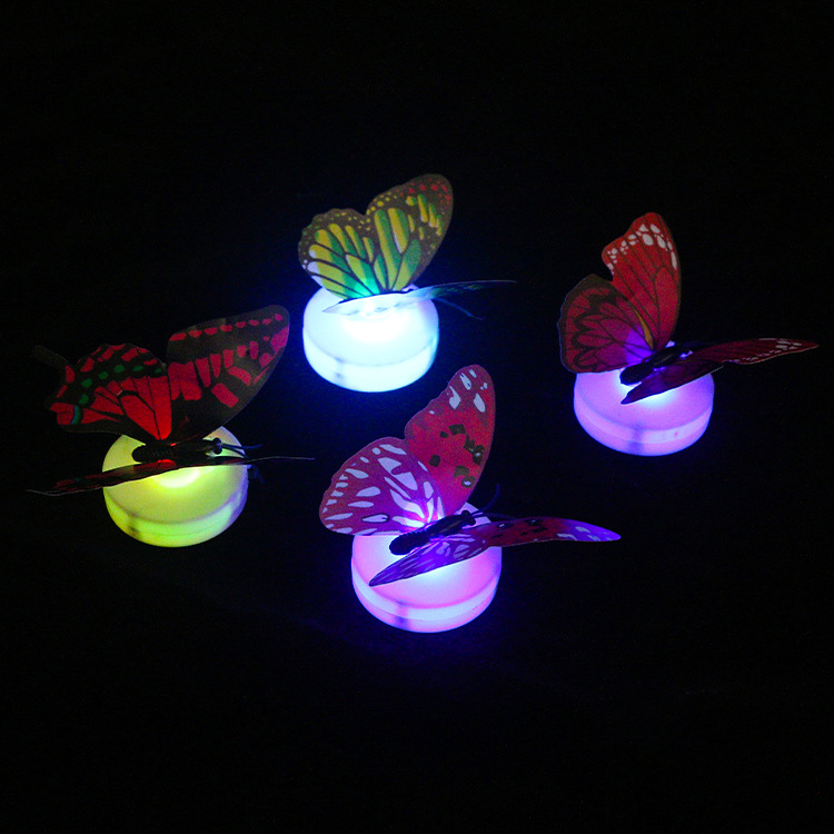 Creative seven-color luminous butterfly night lights can be pasted and decorated. Seven-color night lights are available for wholesale of luminous toys at street stalls details Picture