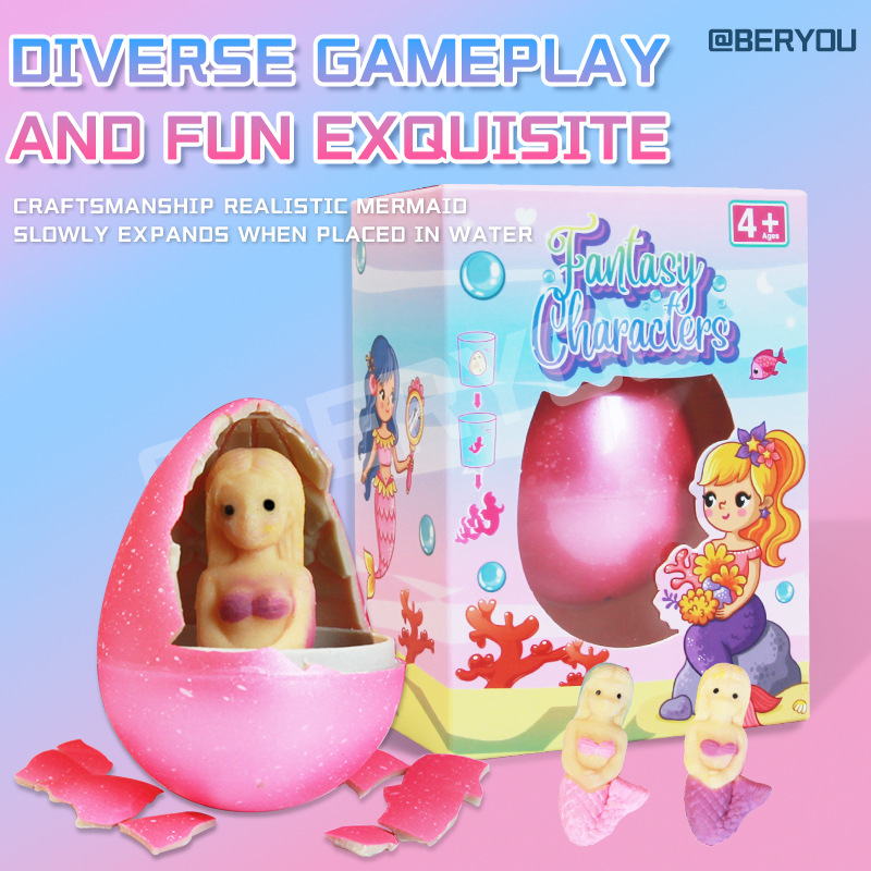 The new cross-border best-selling expandable water-soaked mermaid toy magically enlarges when exposed to water, featuring an interesting card-sucking design details Picture