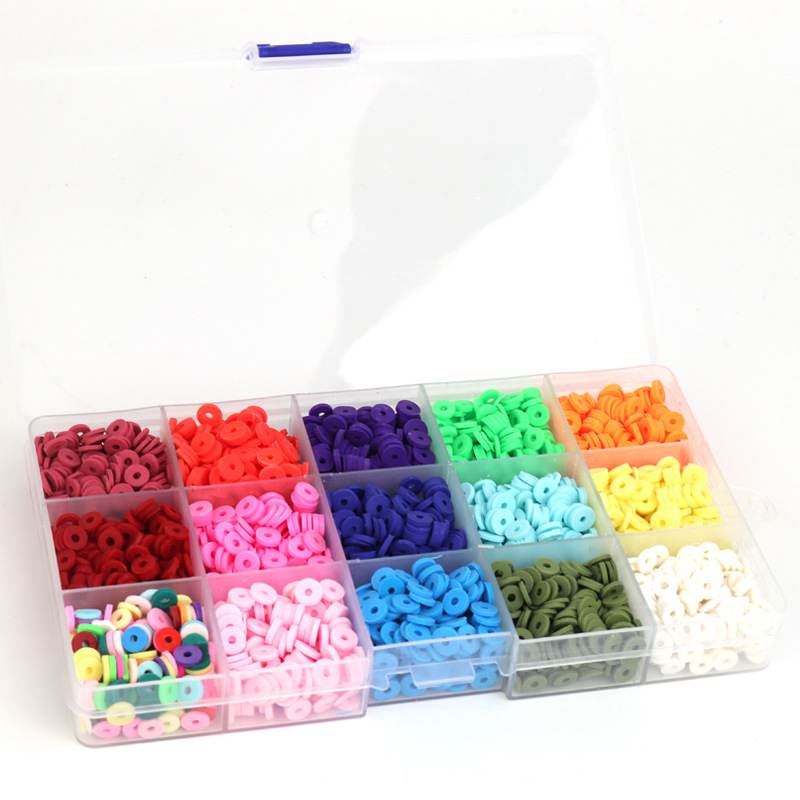 Soft clay beads, soft clay beads, colored sliced round pieces set, Bohemian style, 24 and 15 grid soft clay pieces set details Picture