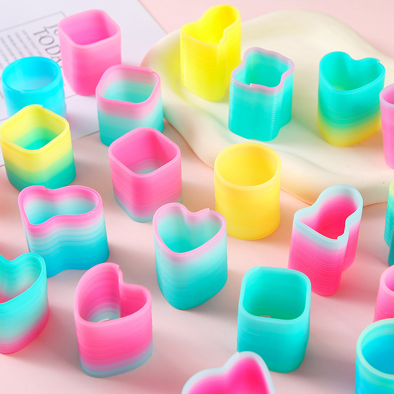Taiwan color special-shaped spring rings, rainbow rings, heart-shaped rhombus rings, elastic rings, prizes, cross-border bulk supply full figure