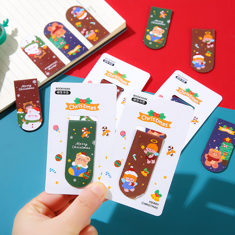Christmas magnetic bookmarks, student double-sided paper page holders, children's personalized small gifts, practical and creative gifts for the whole class full figure
