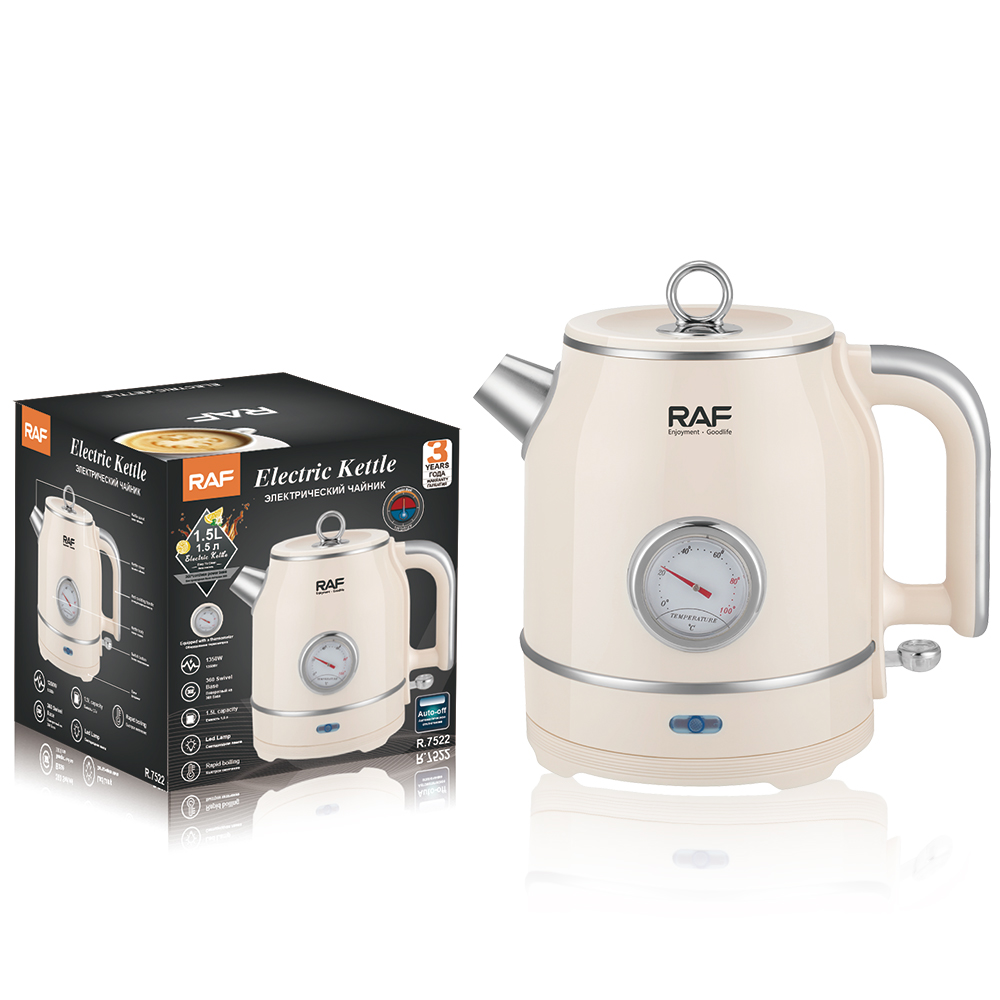 RAF European standard cross-border 1.5L stainless steel inner liner electric kettle, quick pot heating, household automatic power-off boiling kettle Item Picture