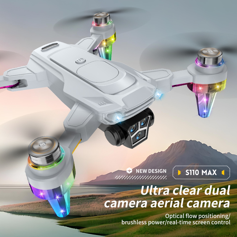 Cross-border unmanned aerial vehicle (UAV) aerial photography with display screen, remote control LED quadcopter, brushless optical flow electronic control remote control aircraft pic 1