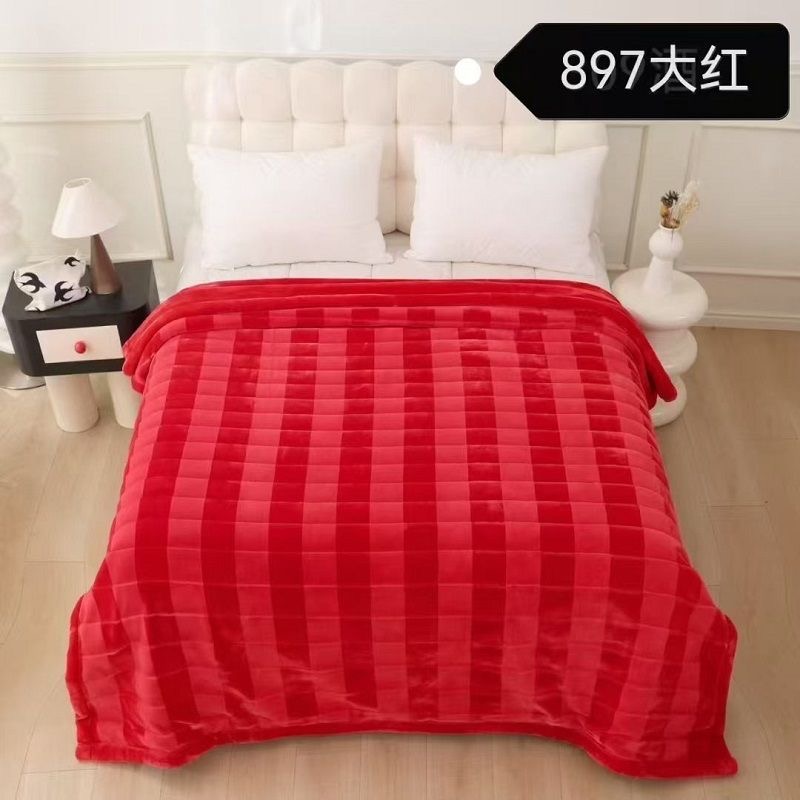 高端毛毯双层红色秋冬毯子加厚结婚陪嫁婚庆保暖中厚高级盖毯云毯