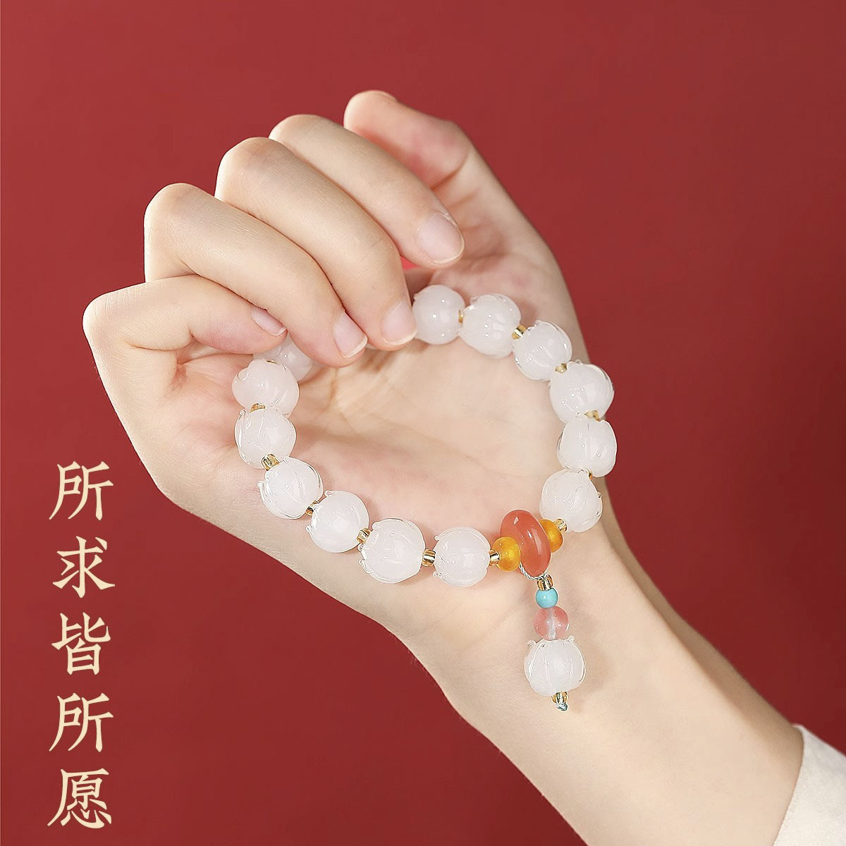 Temple Mu Shan purple incense ash glass bracelet, ice white glass lotus lion Dance bracelet, Buddhist bead jewelry Item Picture