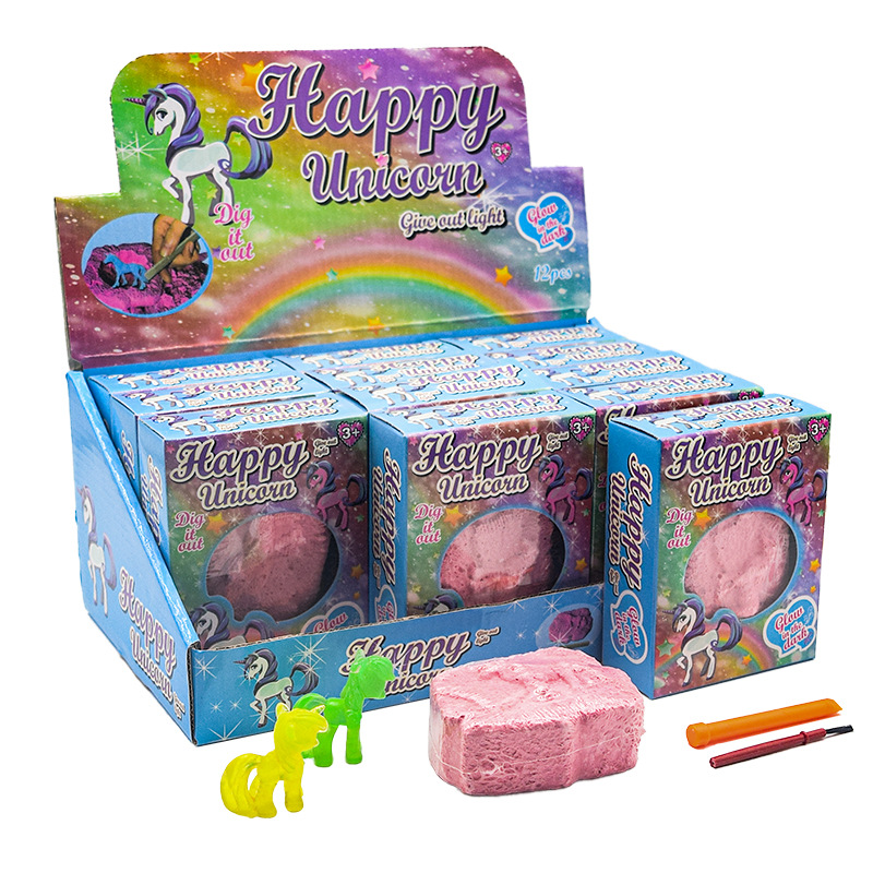 New gypsum excavation handmade early education children's toys, cross-border foreign trade toys, cute unicorn simulation models full figure