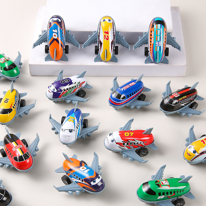 Simulated sliding small passenger aircraft, children's mini alloy resilience cartoon aircraft toy model, metal sheet small aircraft details Picture