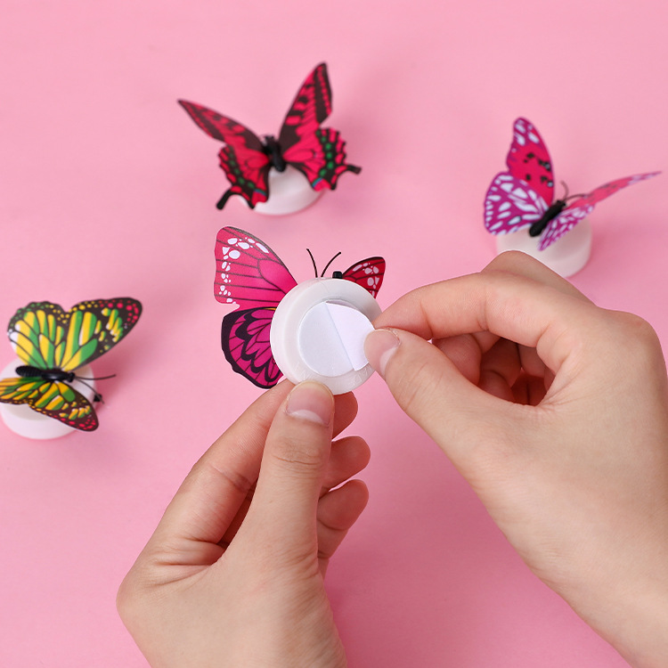 Creative seven-color luminous butterfly night lights can be pasted and decorated. Seven-color night lights are available for wholesale of luminous toys at street stalls Application Scenario