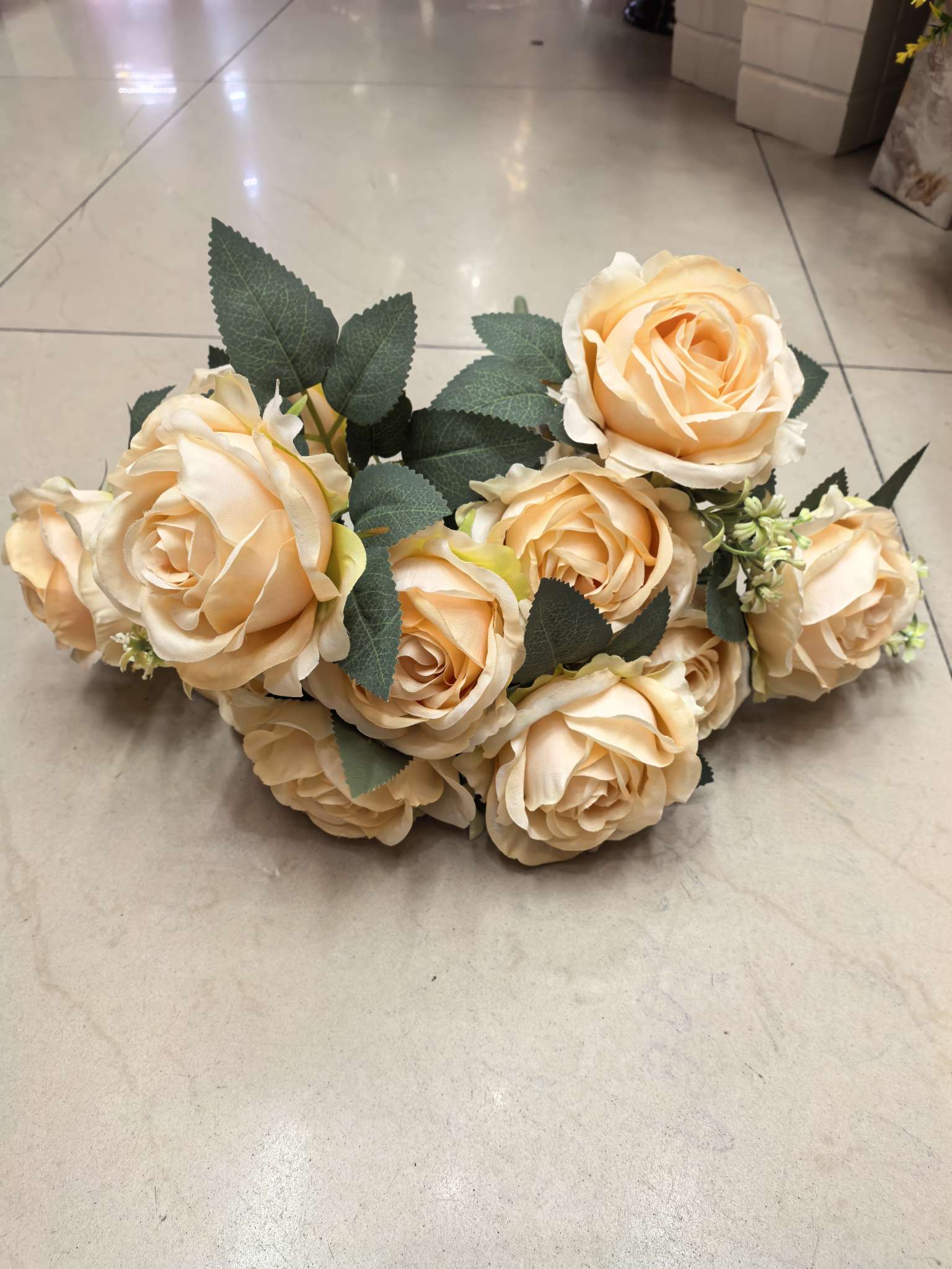 11 pieces of cocoa rose artificial flowers for home decoration, green living art detail image 3