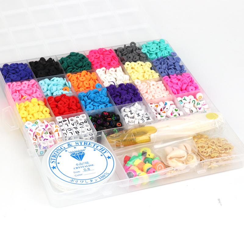 Soft clay beads, soft clay beads, colored sliced round pieces set, Bohemian style, 24 and 15 grid soft clay pieces set Application Scenario